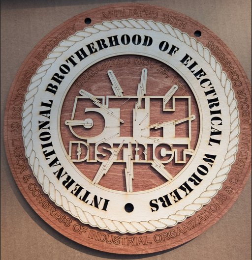 IBEW 5th District layered wood sign