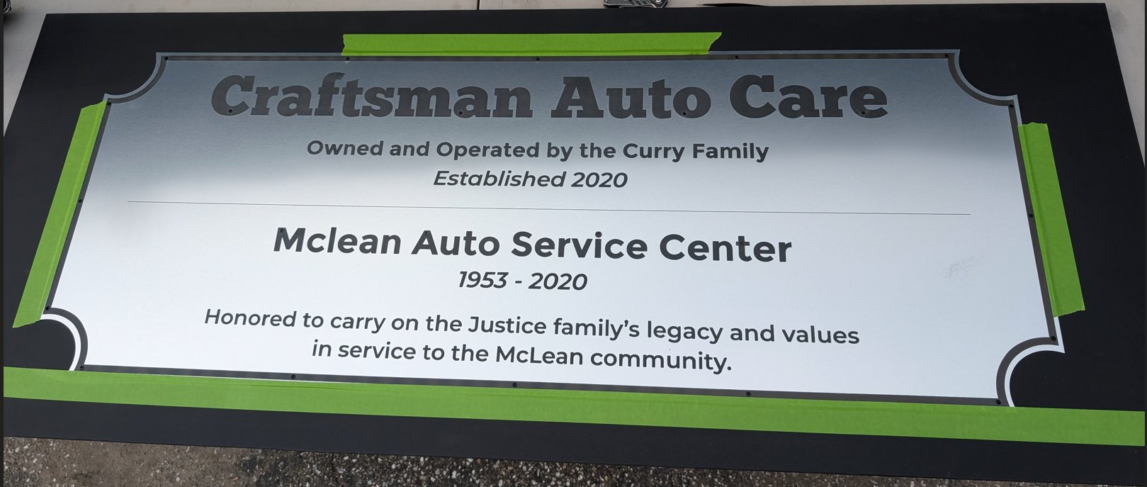 Craftsman Auto Care business sign