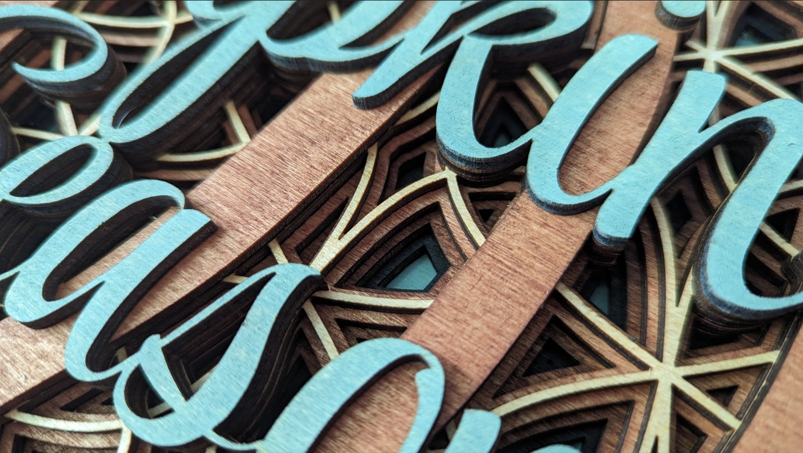 Pumpkin sign detail showing layer depth
