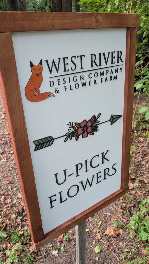 West River flower farm sign